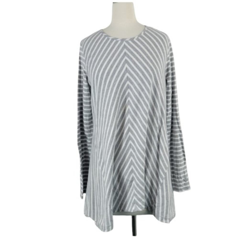 Coolibar UPF 50 Horizon Striped Sun Tunic Top Grey Size Small